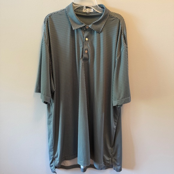 Peter Millar Summer Comfort Pickleball Patterned Polo Shirt in Green and White - Picture 1 of 4